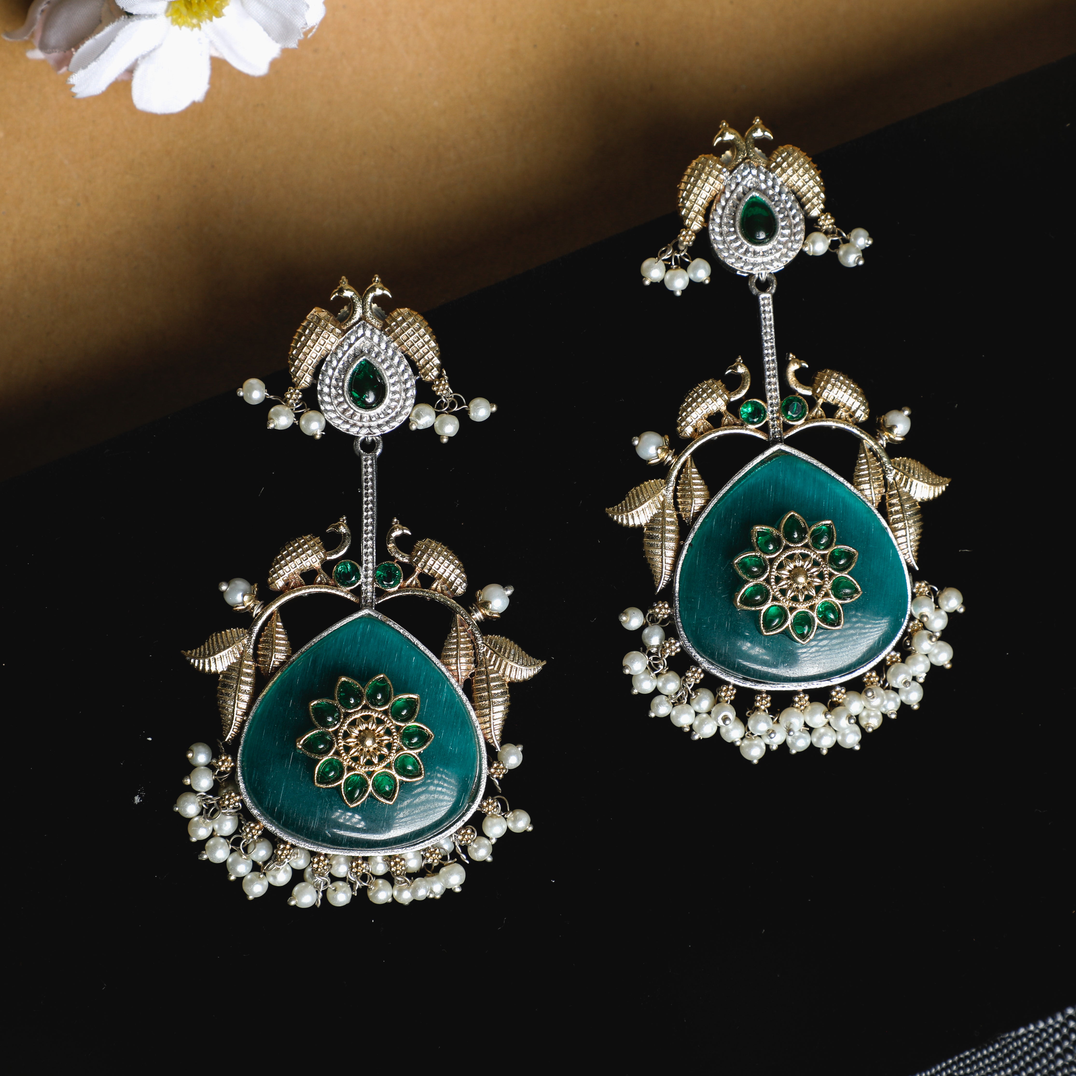 Green Stone Antique Earrings