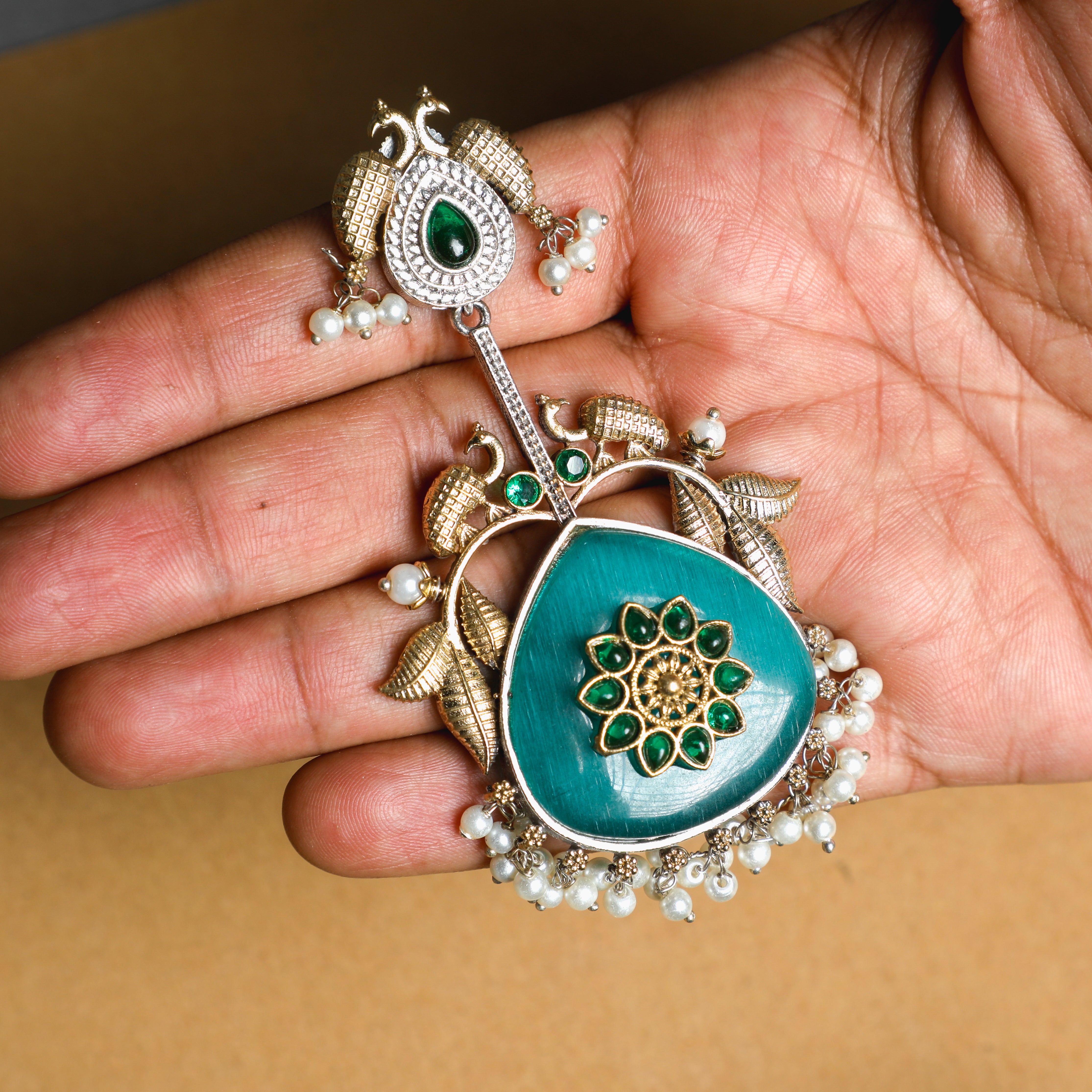 Green Stone Antique Earrings