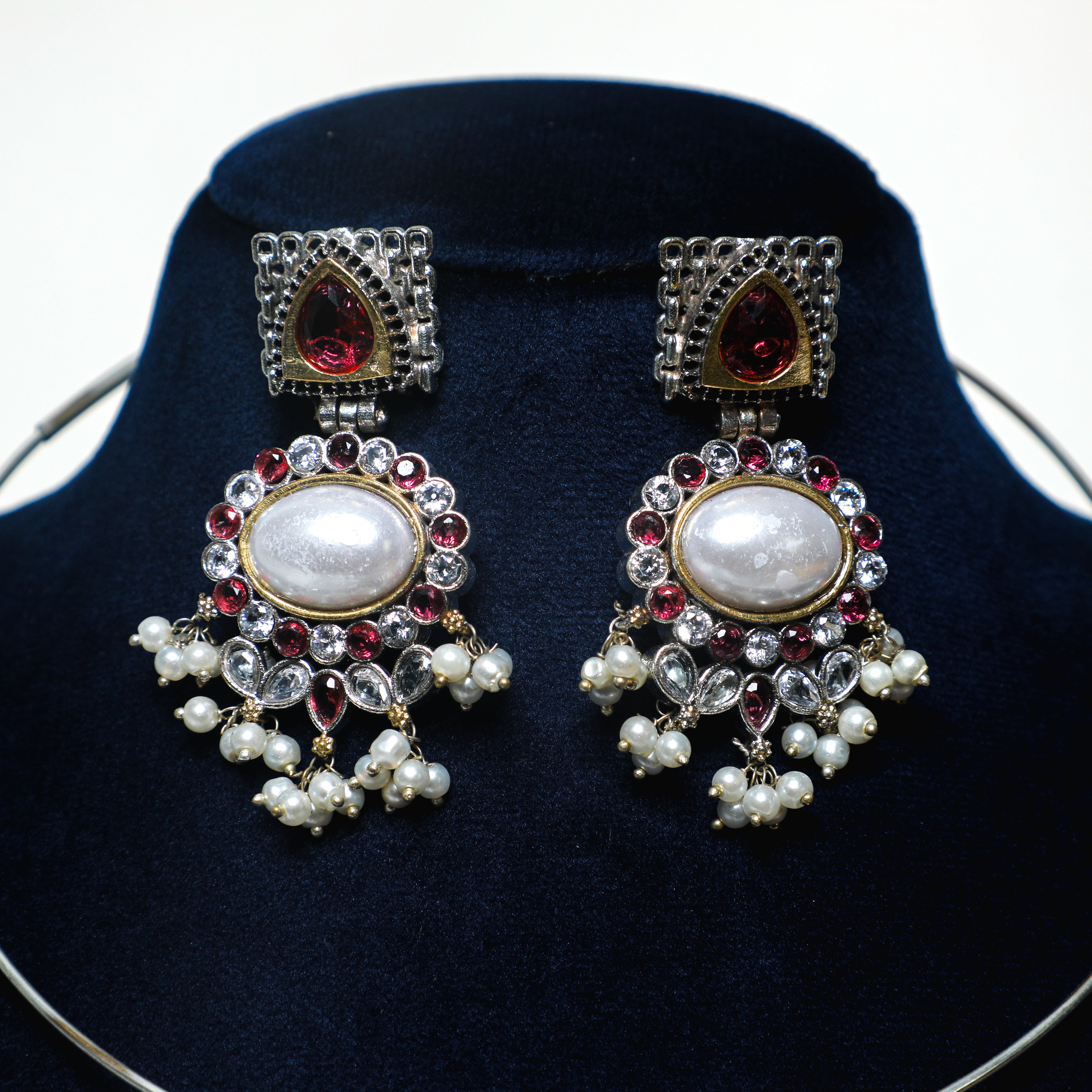 Dual Tone Pink Diamond Haathi Hasli Set