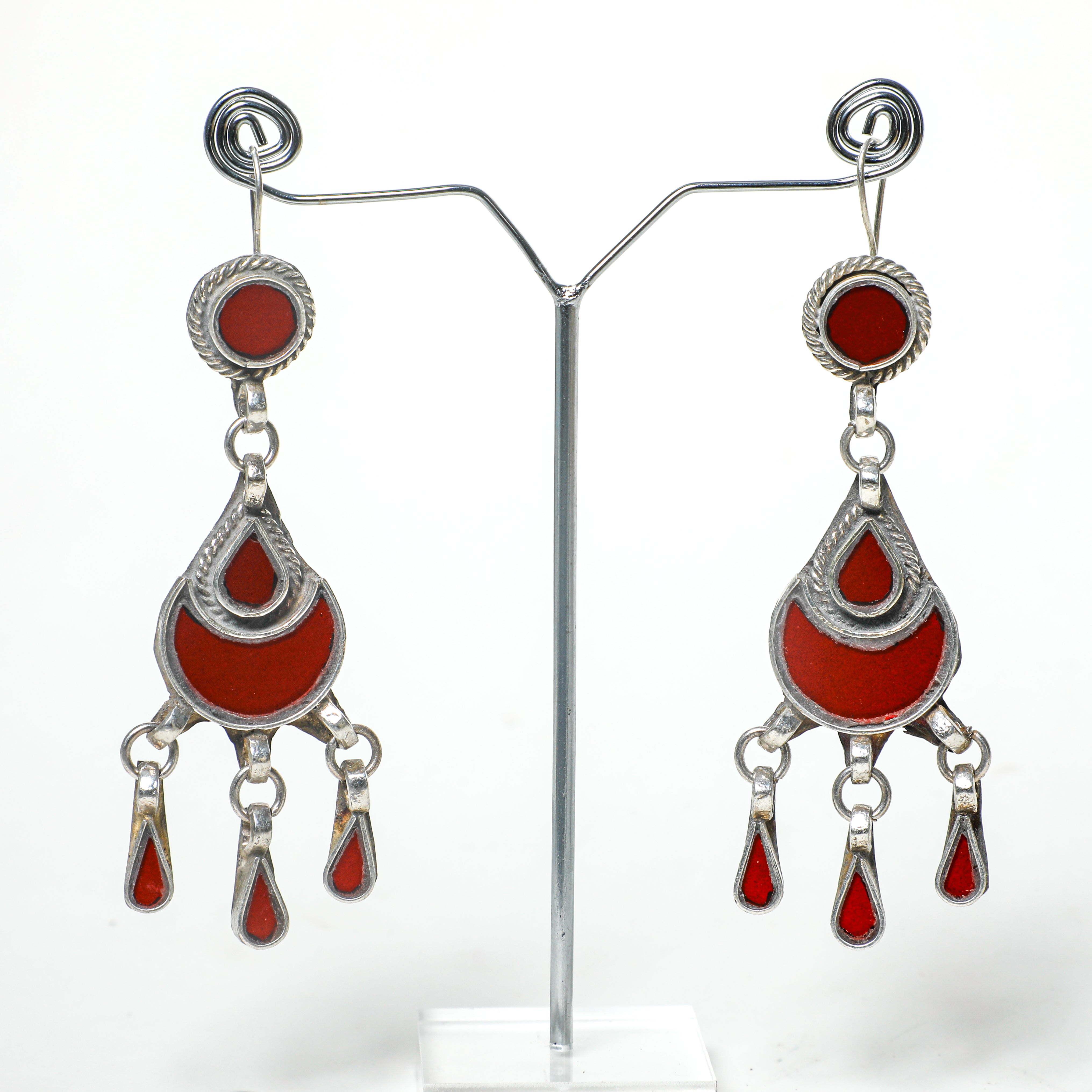 Crimson Ghungroo Charm Earrings