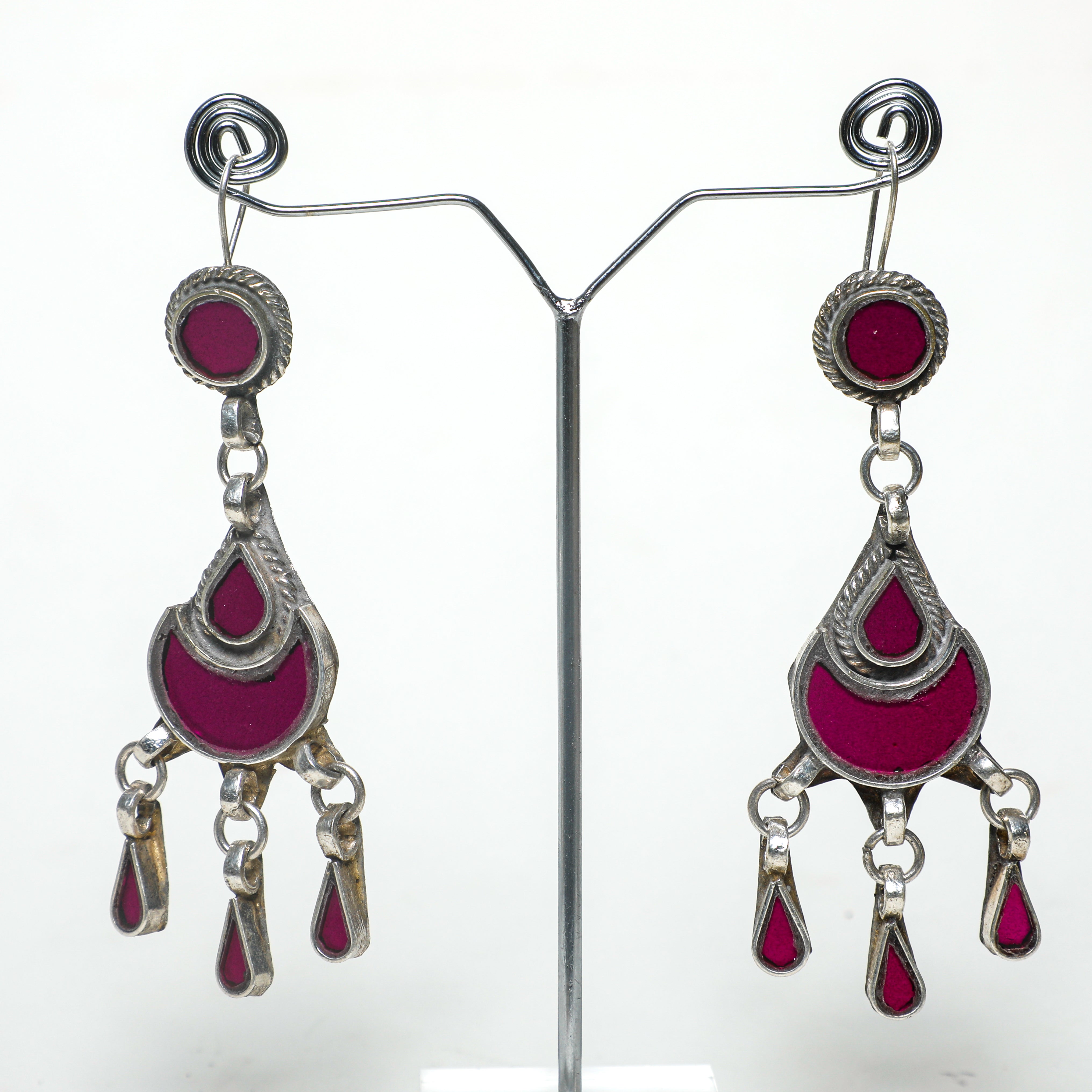 Crimson Ghungroo Charm Earrings