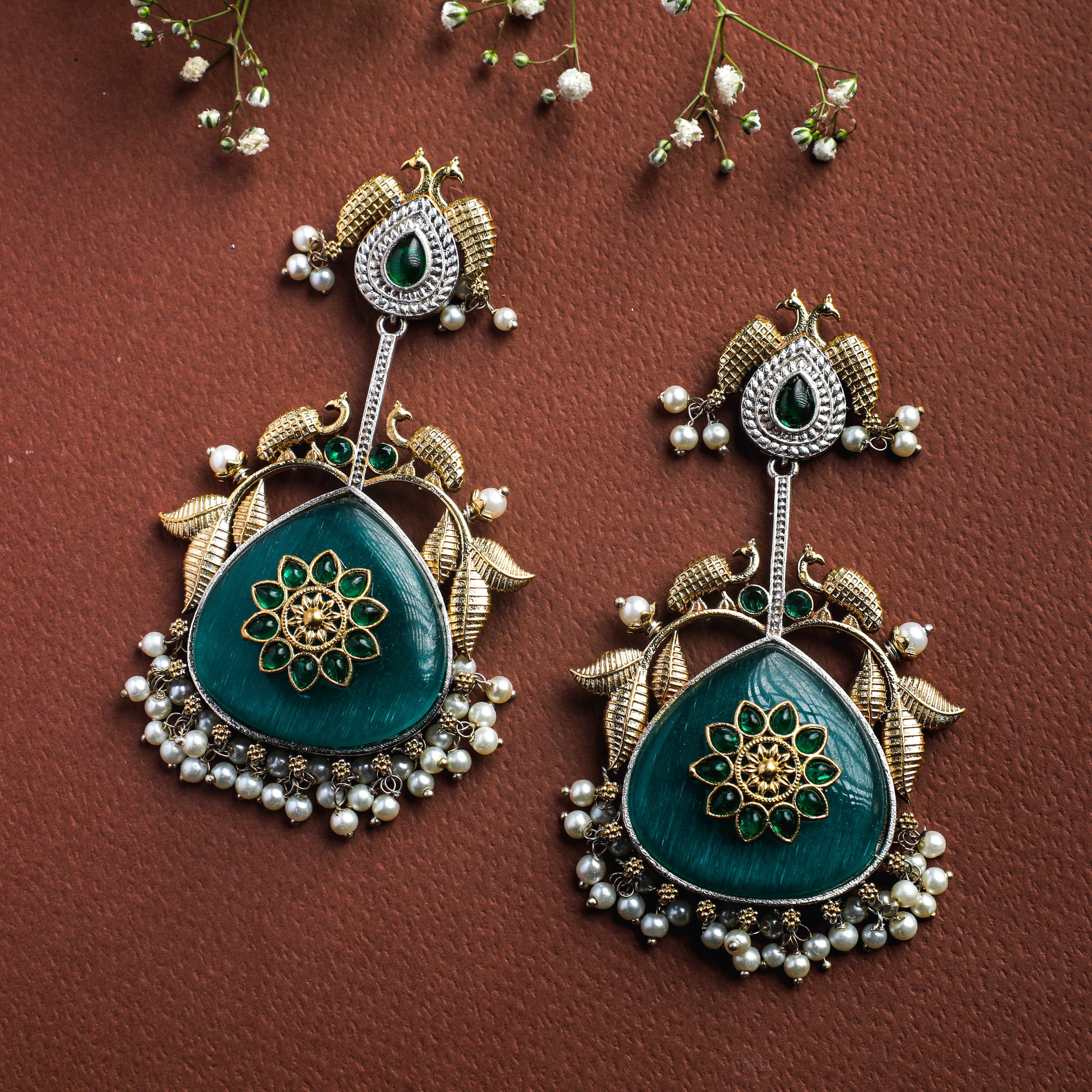 Green Stone Antique Earrings