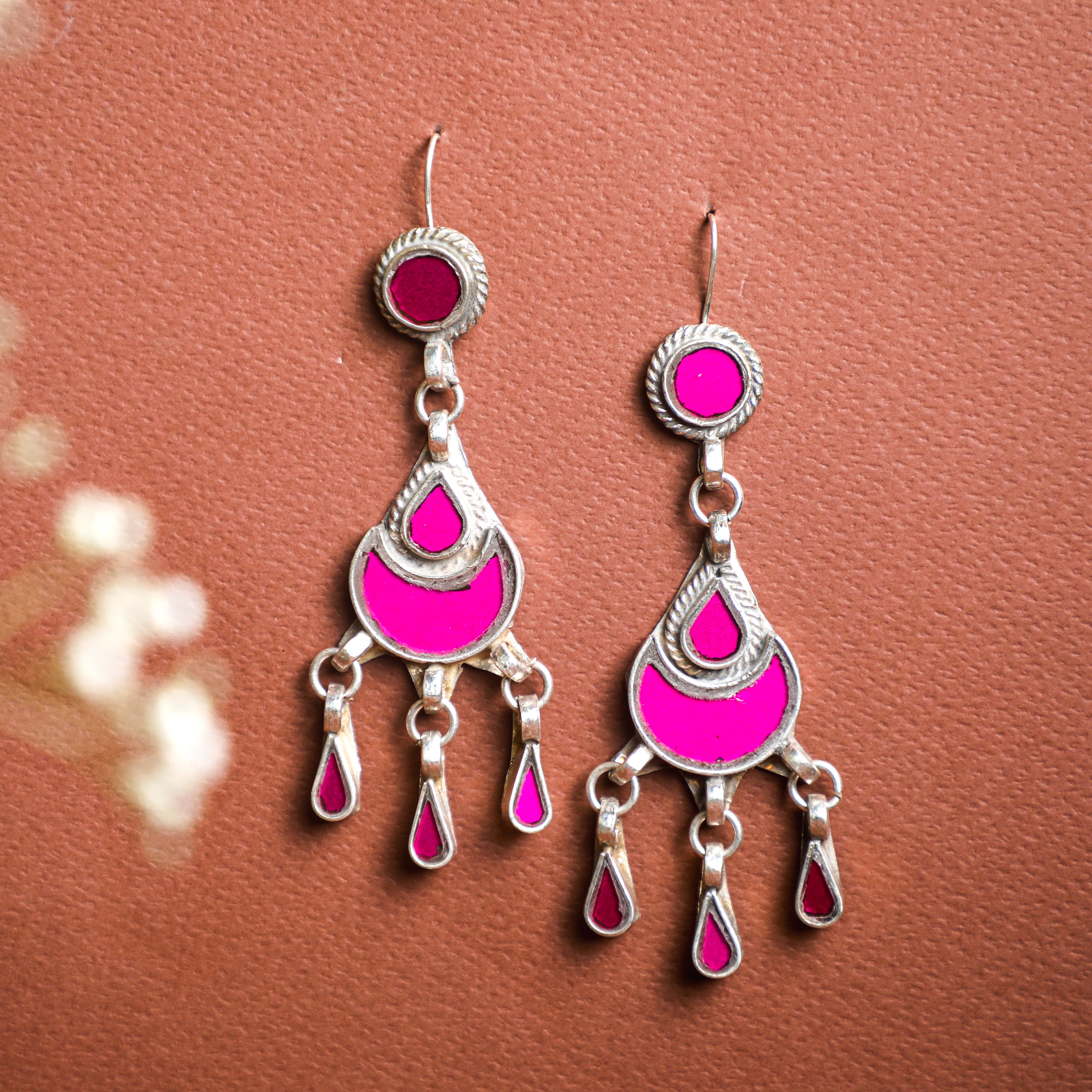 Tribal Pink Ghungru Earrings