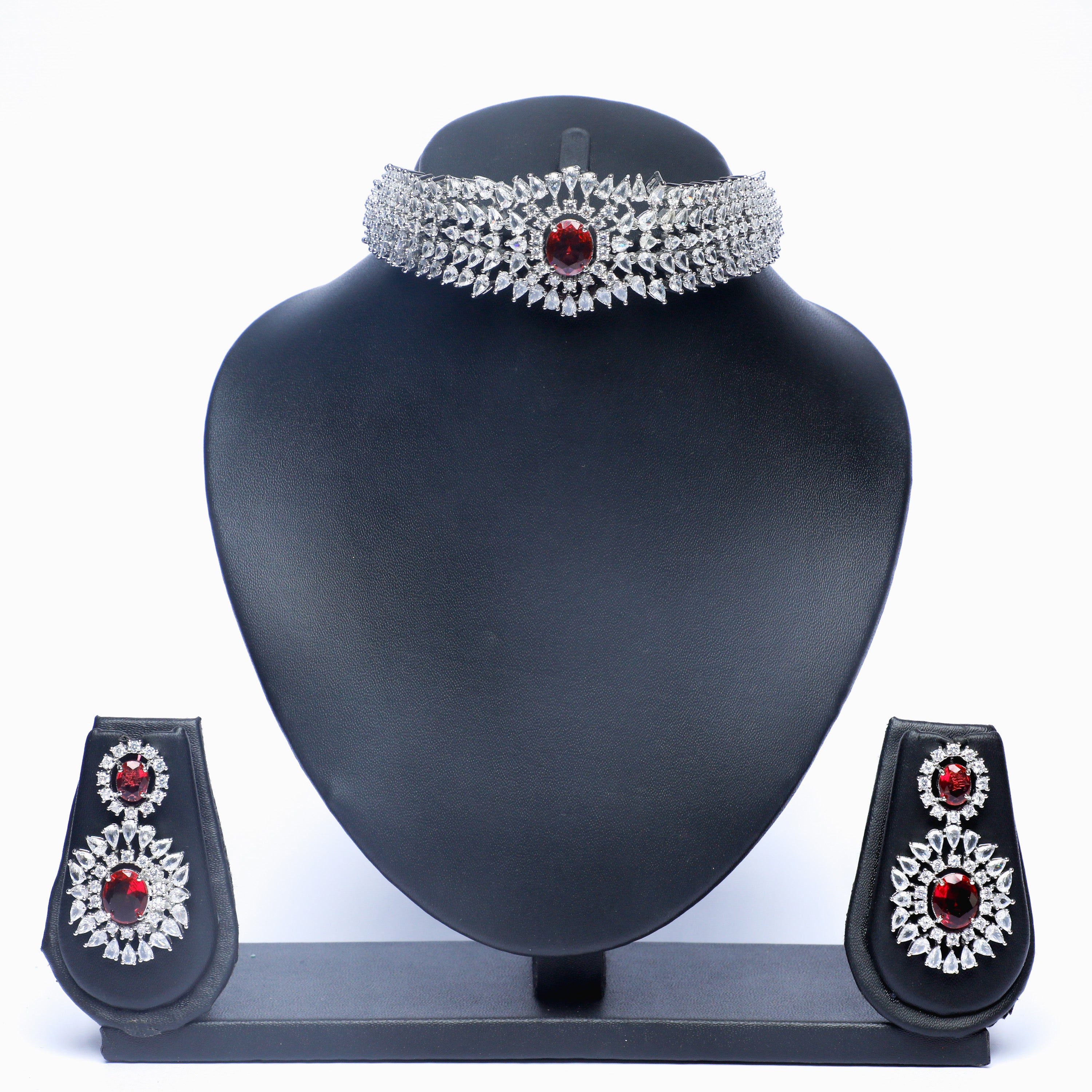 Divine Ruby CZ Choker Set