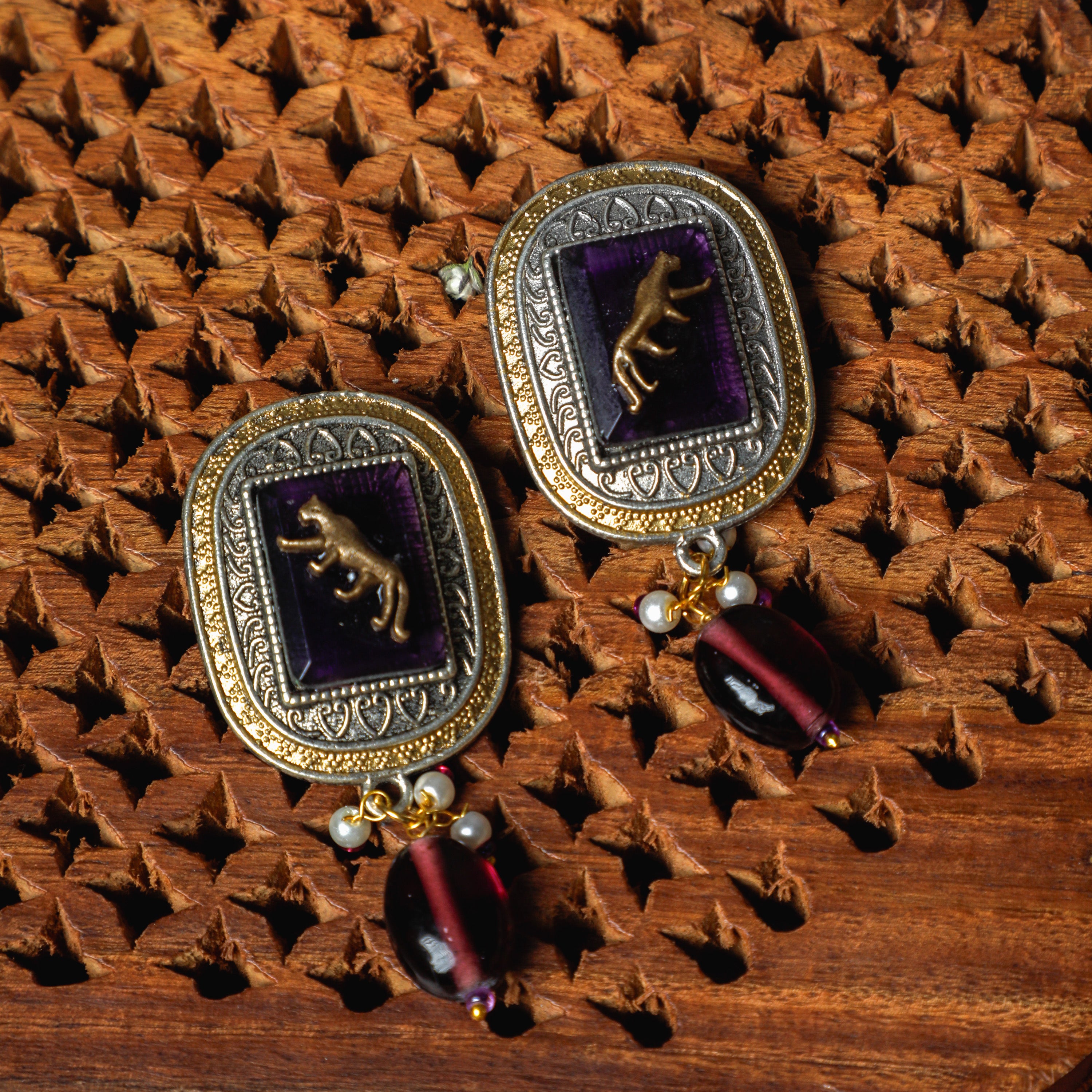 Black Stone Panther Necklace Set