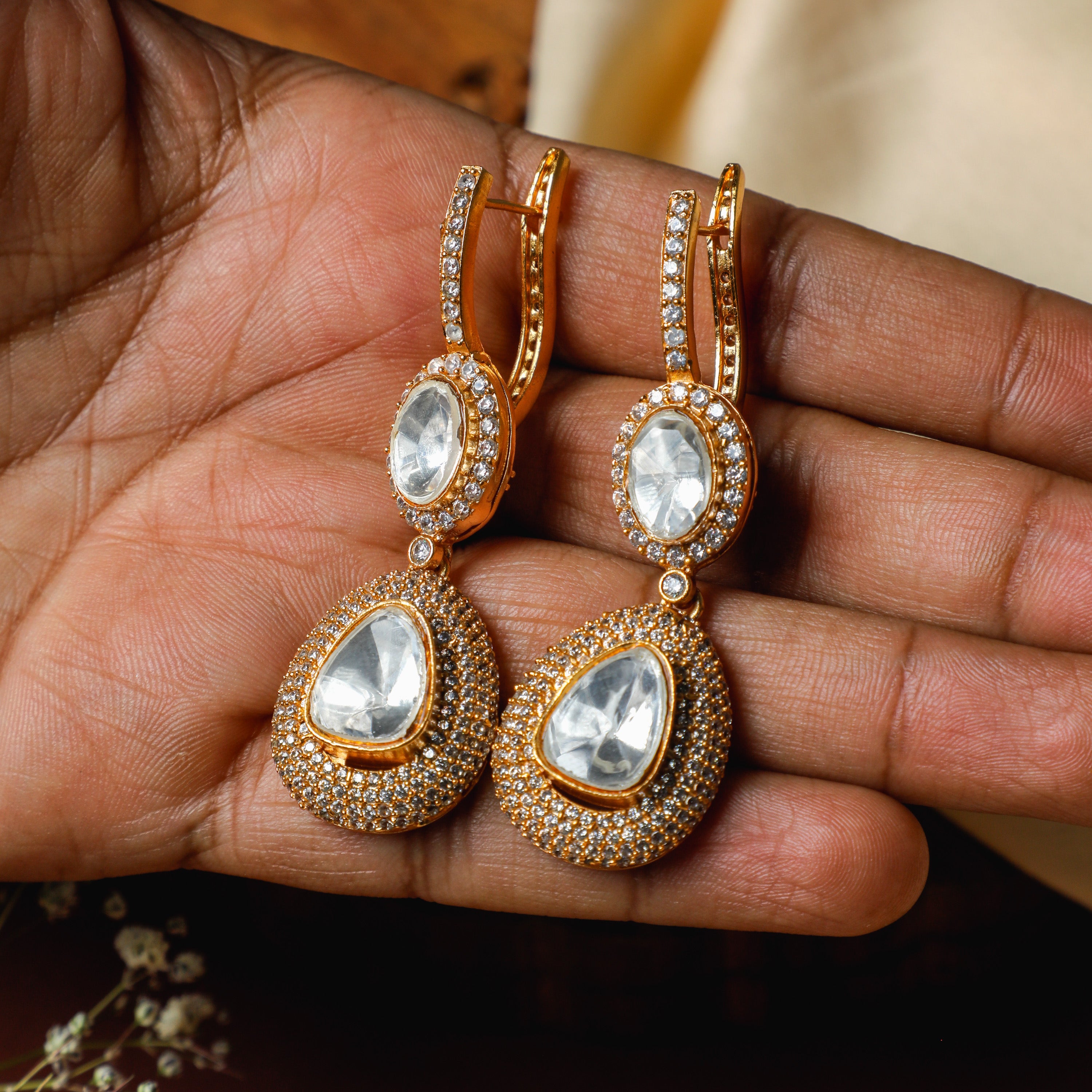 Chandni CZ Diamond Hoop Earring