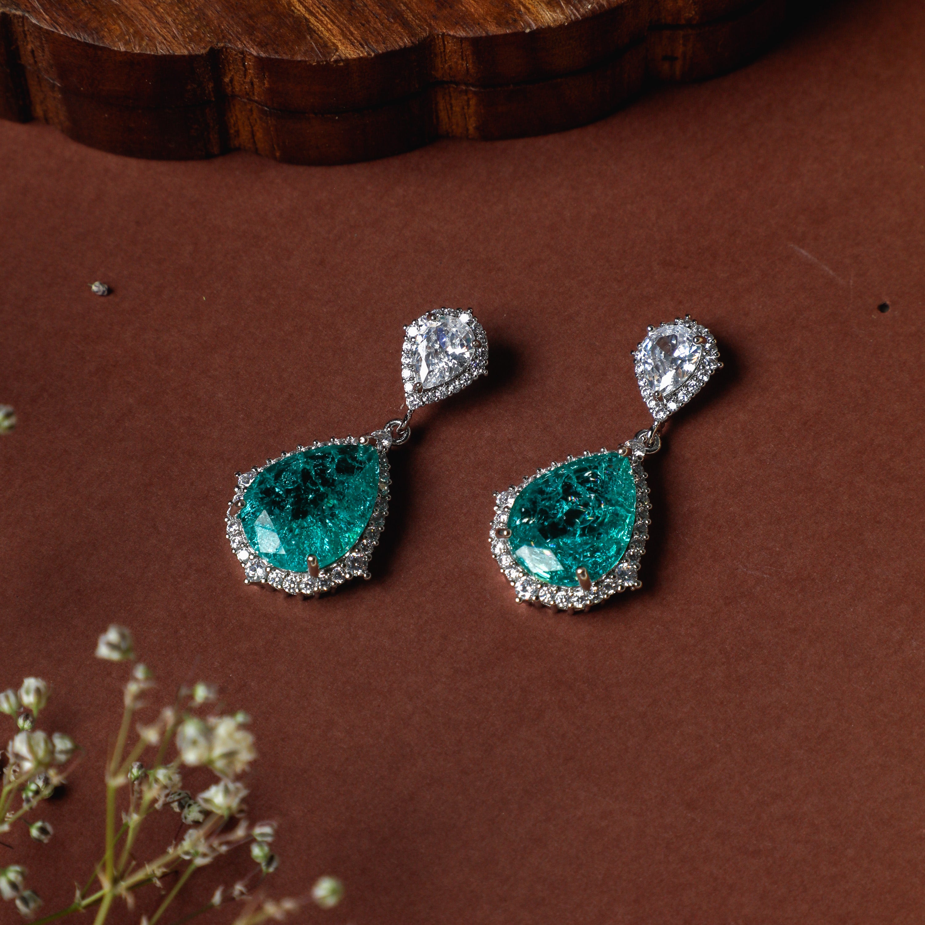 Ocean Green Diamond Drop Earrings