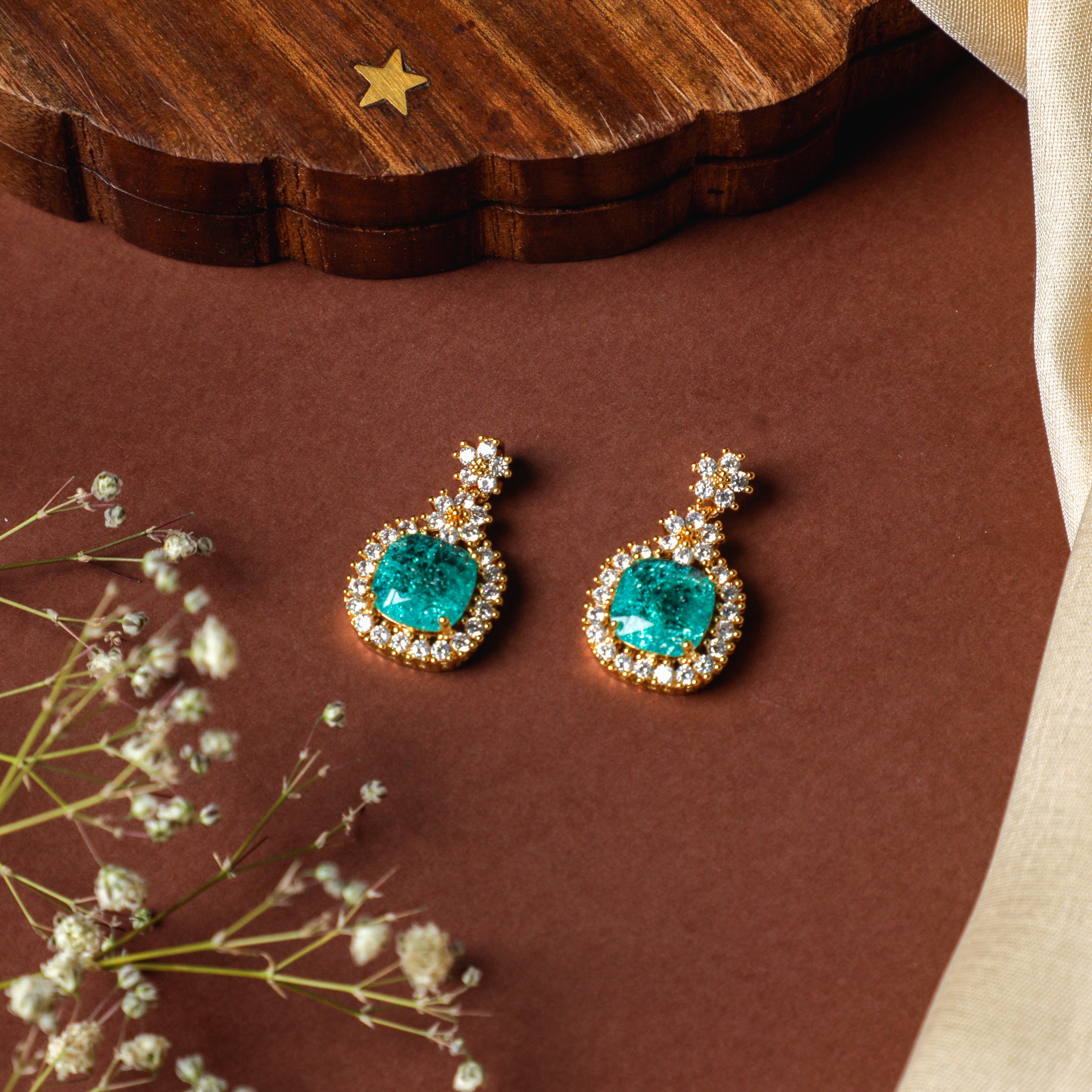 Aqua Diamond Danglers