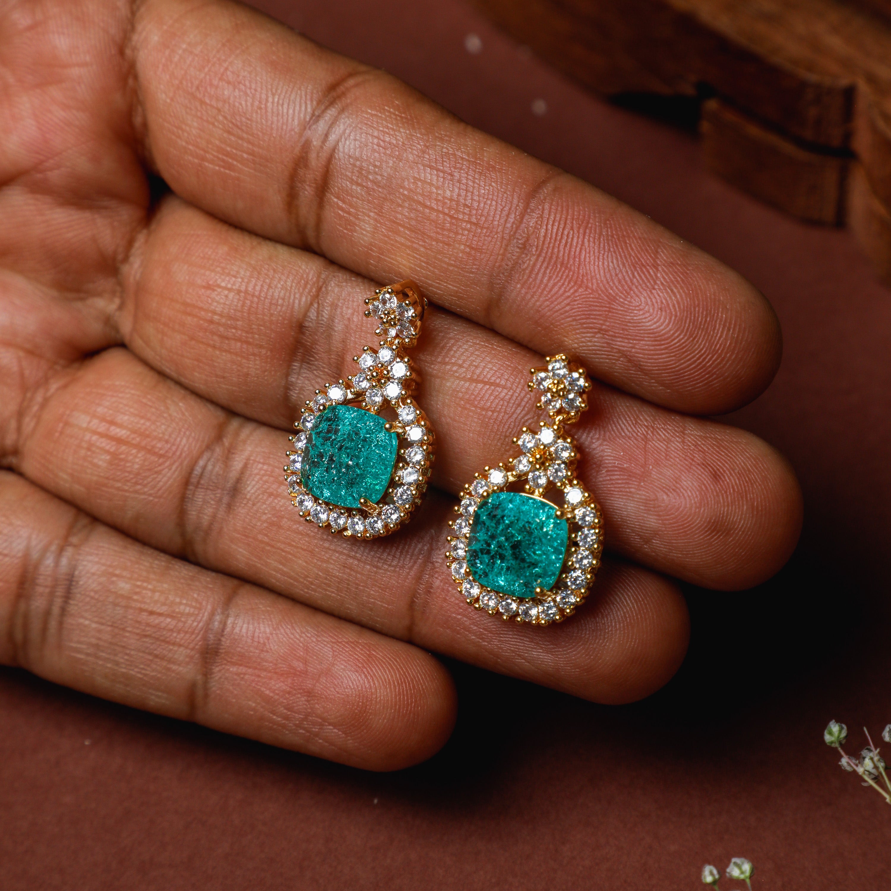 Aqua Diamond Danglers