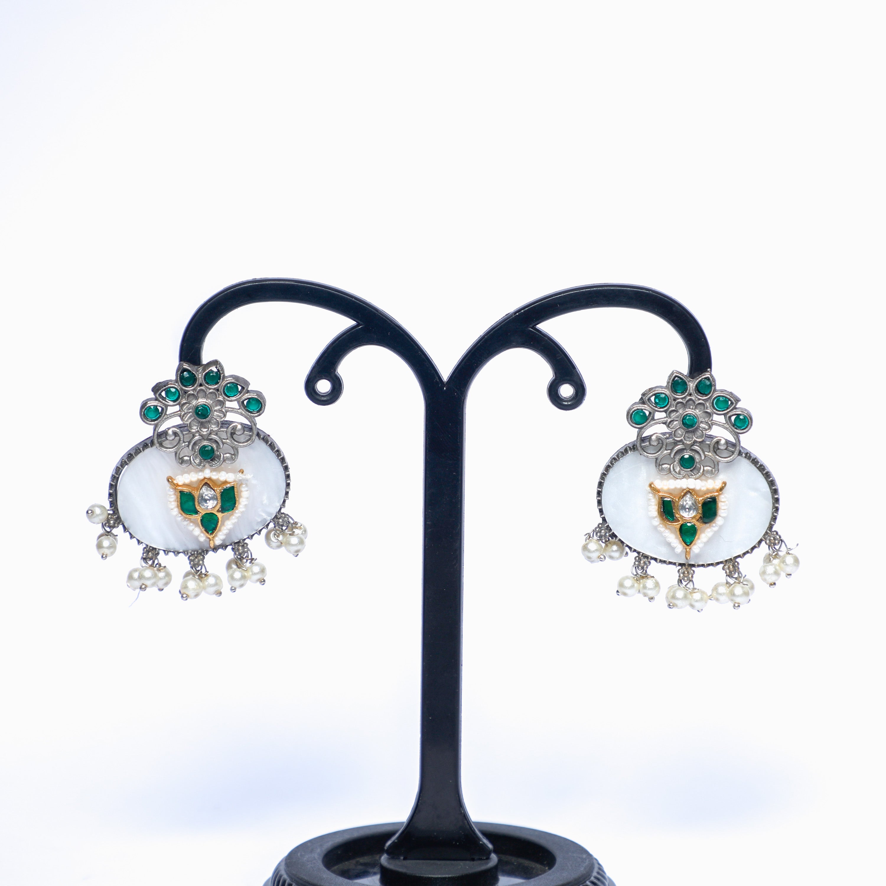 Artisan Pearl and Stone Boho Earrings