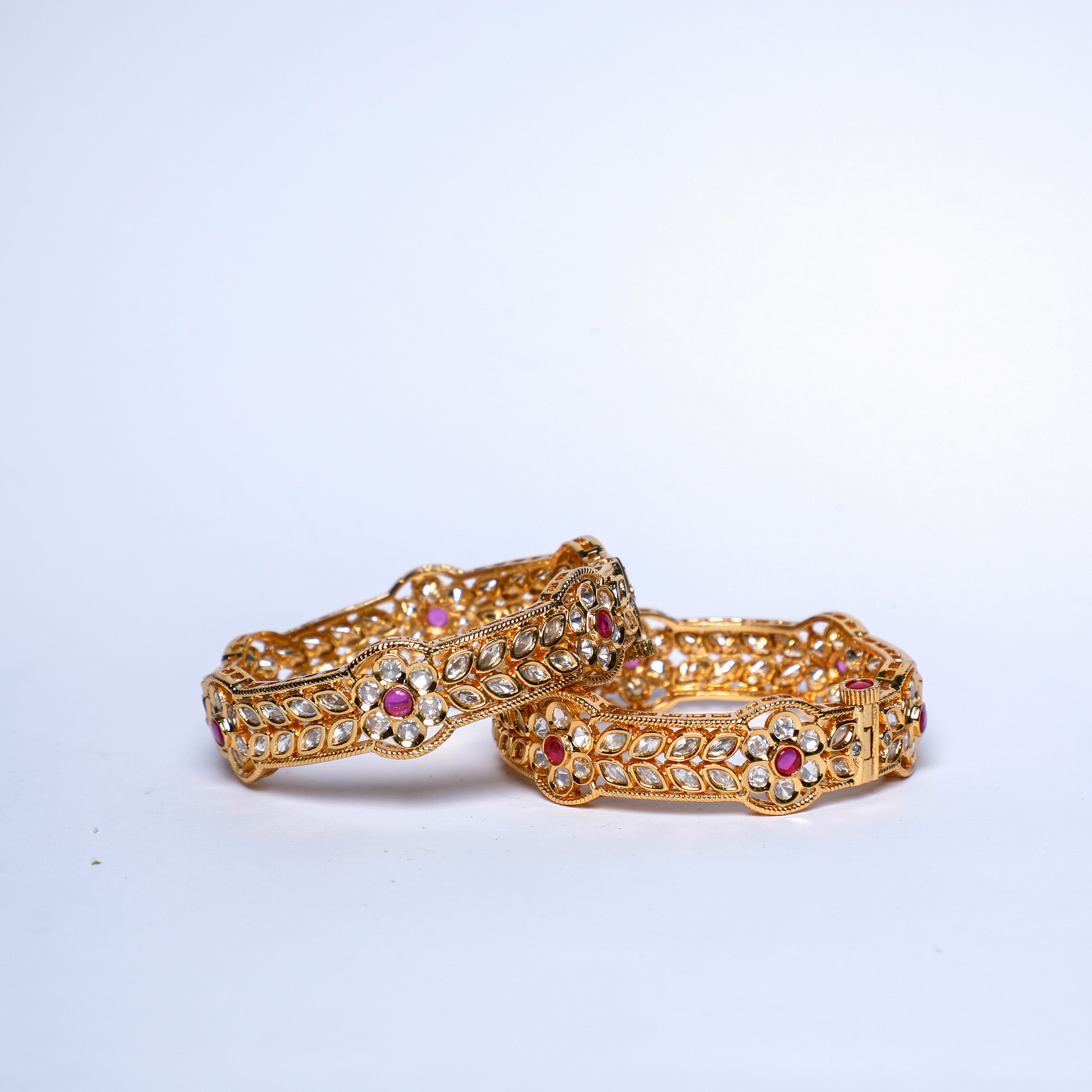 Ratnaraaj Pink Polki Bangles