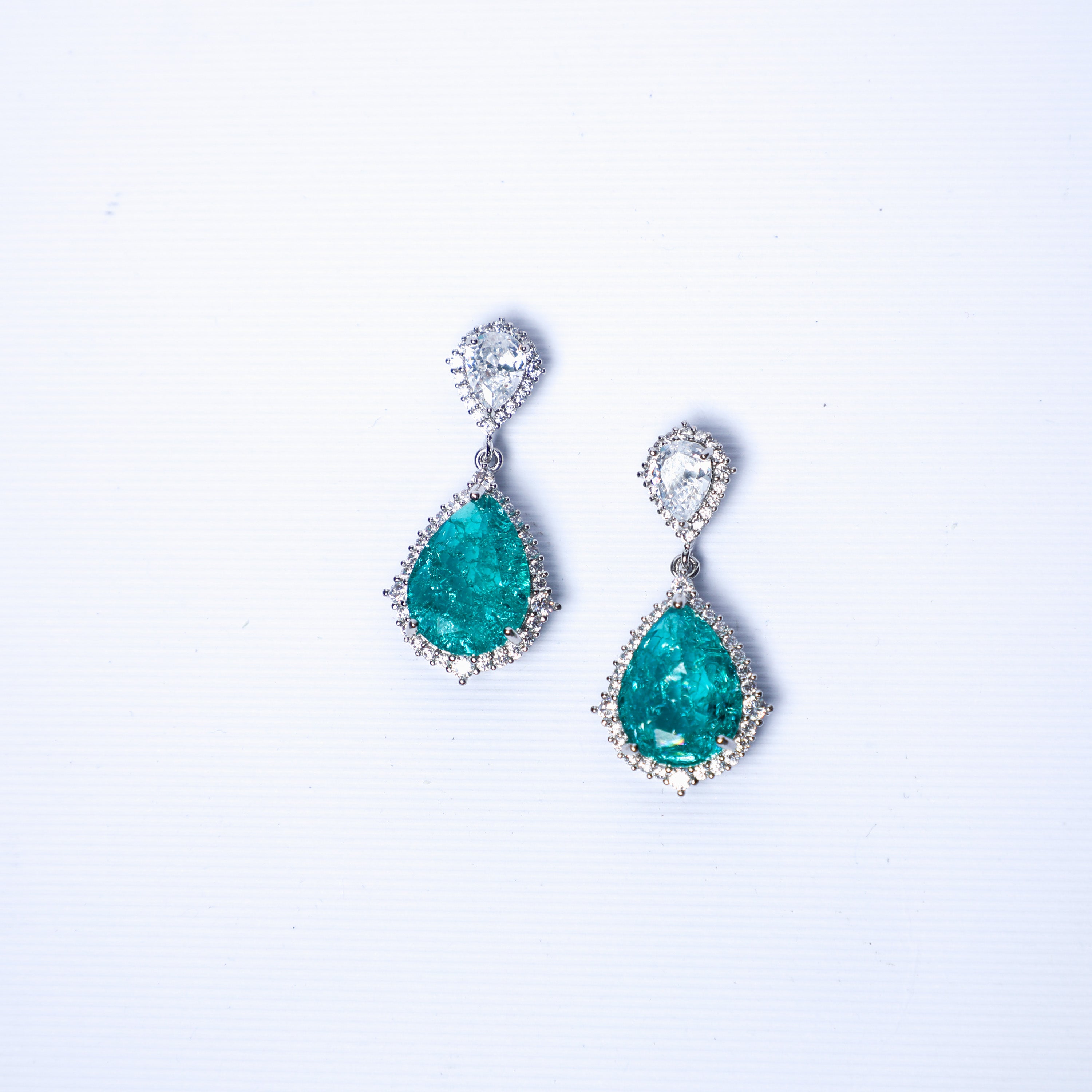 Ocean Green Diamond Drop Earrings